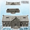 Wooden Viking building with access stairs and pediment chain (16)