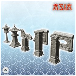 Set d'objets de décoration extérieure asiatiques (6)