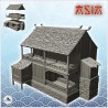 Asian building with annexes and double balconies (18)