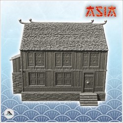 Asian building with annexes and double balconies (18)