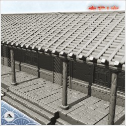 Long bâtiment asiatique avec auvent et escalier de plate-forme (19)