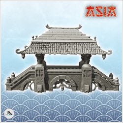 Pont asiatique avec double escaliers et toit (20)