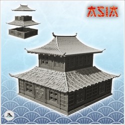 Bâtiment asiatique à double toits et porte monumentale en bois (24)