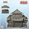 Grand bâtiment asiatique en pierre avec tour centrale sous toit et porte ronde (26)