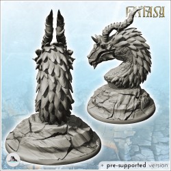 Dragon head with double horns and scaled skin (4)