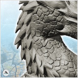 Tête de dragon à double cornes et peau à écaille (4)