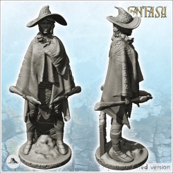 Armed gentleman with cape and pointed hat (16)