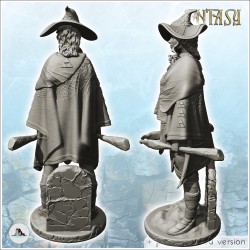 Armed gentleman with cape and pointed hat (16)