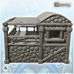 Medieval house with covered balcony and wooden door (1)