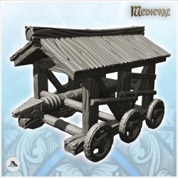 Wooden ram on wheels under roof (1)