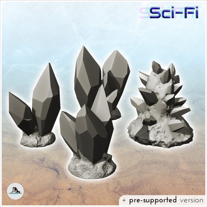 Set of four crystals and ores (4)