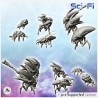 Set of seven alien creatures on legs (33)