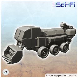 Camion futuriste de minage avec pelle et foreuse (2)