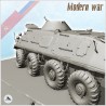 Carcasse de char soviétique russe BTR 60 sur route moderne (8)
