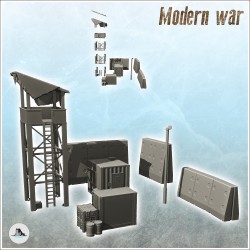 Poste de surveillance moderne avec barrière en béton et tour de guet (11)