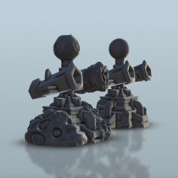 Double missile-launcher turret (+ destroyed version)