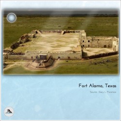 Entrance to the Alamo Fort with houses and fortification (1)