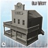 Bâtiment de banque western avec escalier et balcon (4)