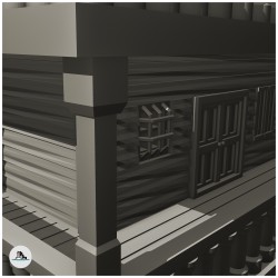 Bâtiment de banque western avec escalier et balcon (4)