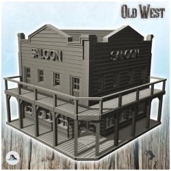 Corner saloon building with...