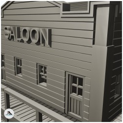 Bâtiment saloon d'angle avec balcon en bois (9)