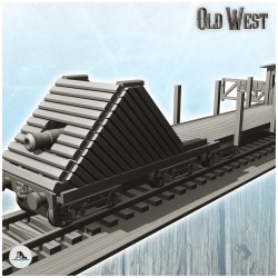 Train and railroad set with locomotive, passenger car and gun carriage (1)