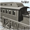 Ensemble de train et de rails avec locomotive, wagon passagers et wagon à canon (1)