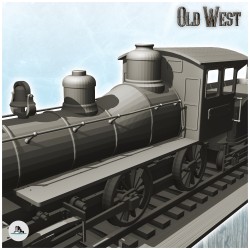Ensemble de train et de rails avec locomotive, wagon passagers et wagon à canon (1)