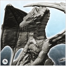 Winged dragon clinging to a scaled rock (20)
