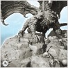 Dragon sur rocher à gueule ouverte avec ossements humains sur le sol (21)