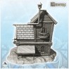 Medieval house with zinc drain pipes, canvas awning, entrance sign (13)