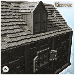 Maison médiévale de forgeron avec forge, cheminée et auvent (10)