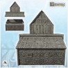 Bâtiment médiéval en pierre avec toit en tuile et grande annexe sur toit (14)