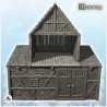 Bâtiment médiéval en pierre avec toit en tuile et grande annexe sur toit (14)