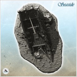 Medieval wooden shipwreck stranded on shore (5)