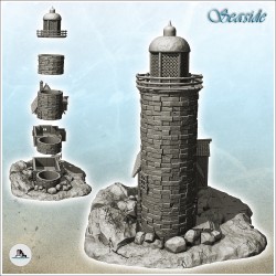 Medieval lighthouse on island with wooden pontoon (10)