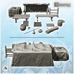 Set d'accessoires de marchand ambulant avec tente et tables (6)