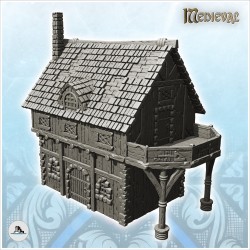 Medieval wooden house with...
