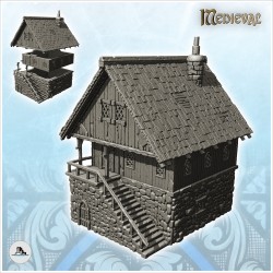 Medieval tavern with large...