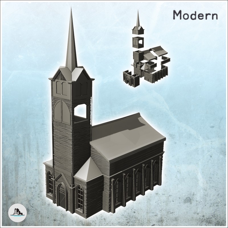 Eglise moderne en bois avec clocher (4)