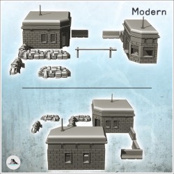 Checkpoint militaire moderne avec double bunkers, barrière et sacs de sable (9)