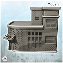 Bâtiment d'angle à briques avec auvent d'entrée et accès au toit (15)