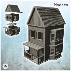 Maison moderne en lambris avec auvent et fenêtre sur côté (16)