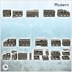 Set of modern ruined buildings with floors (3)