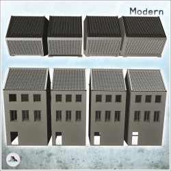 Set de quatre bâtiments modernes à deux étages et toits en tuile (7)
