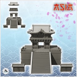 Grand temple asiatique avec escalier d'accès et murets (12)