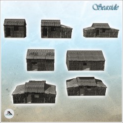 Set of seven tropical wooden huts (13)