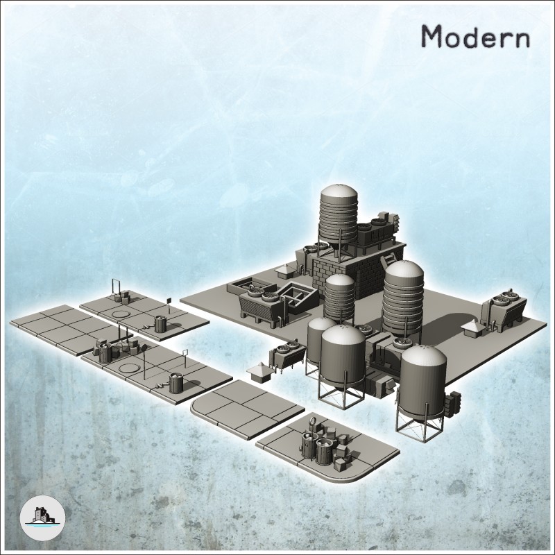 Modern city accessory set with modular sidewalks and roof equipment (1)