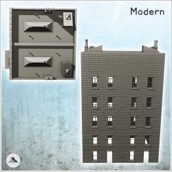 Modern brick building with access platform and double chimneys (8)
