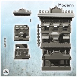 Magasin moderne à étages avec grand auvent et panneaux extérieurs (10)